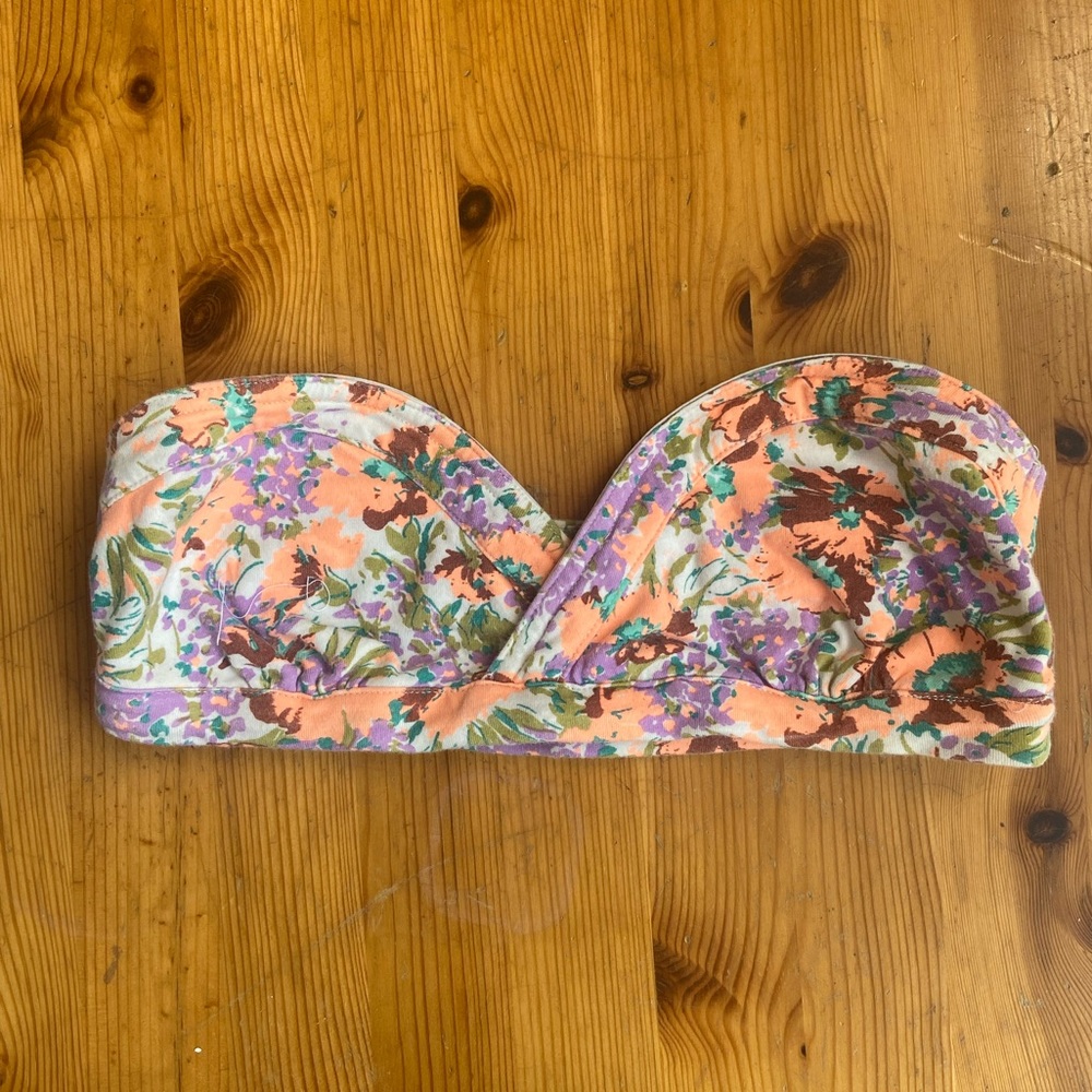 Bralette bandeau top with tropical pattern